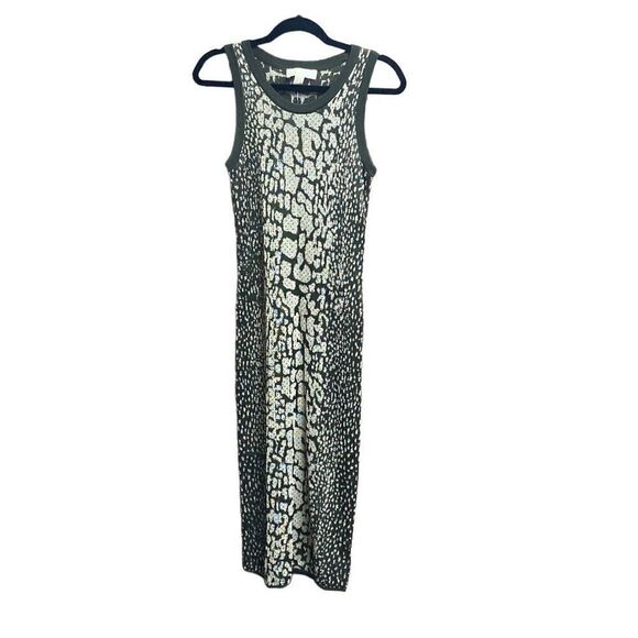 Michael Michael Kors Green Leopard Sleeveless Bodycon MIDI Dress Size Small NEW - Picture 1 of 8